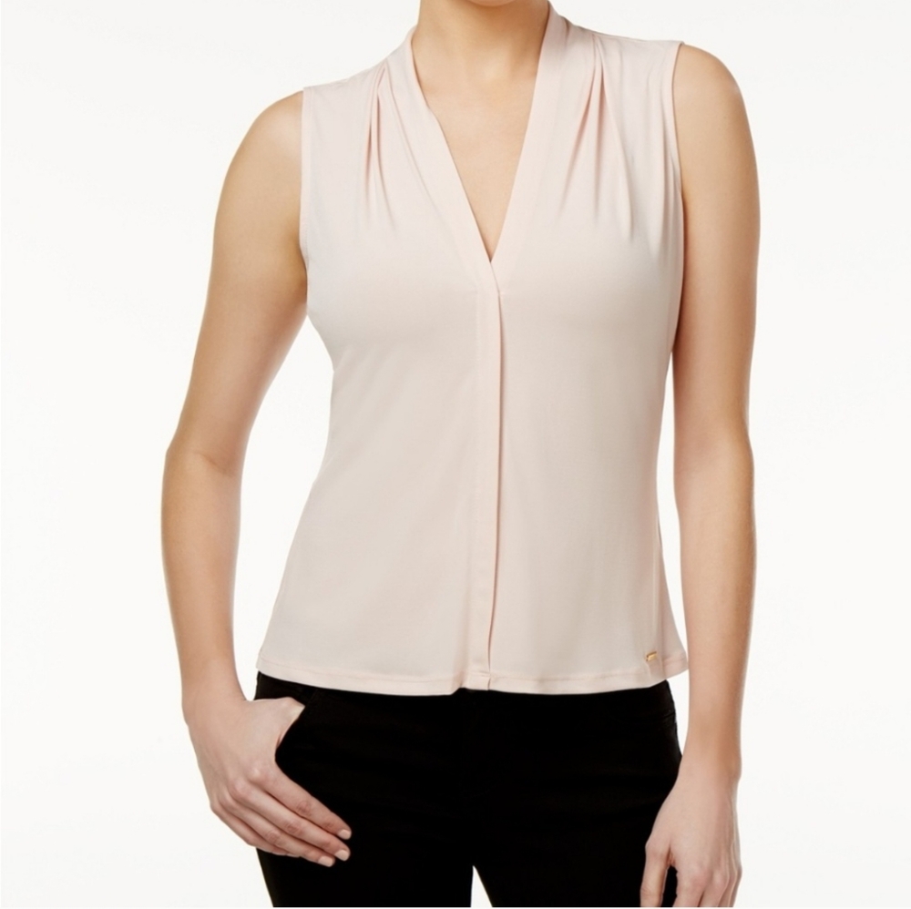 Calvin Klein Sleeveless Blush Blouse, Size Small, Style#SFBTM311, NWT